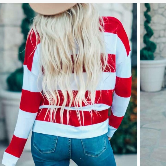 WIDE STRIPE MEDIUM SOFT V NECK TOP NWT - Picture 2 of 5